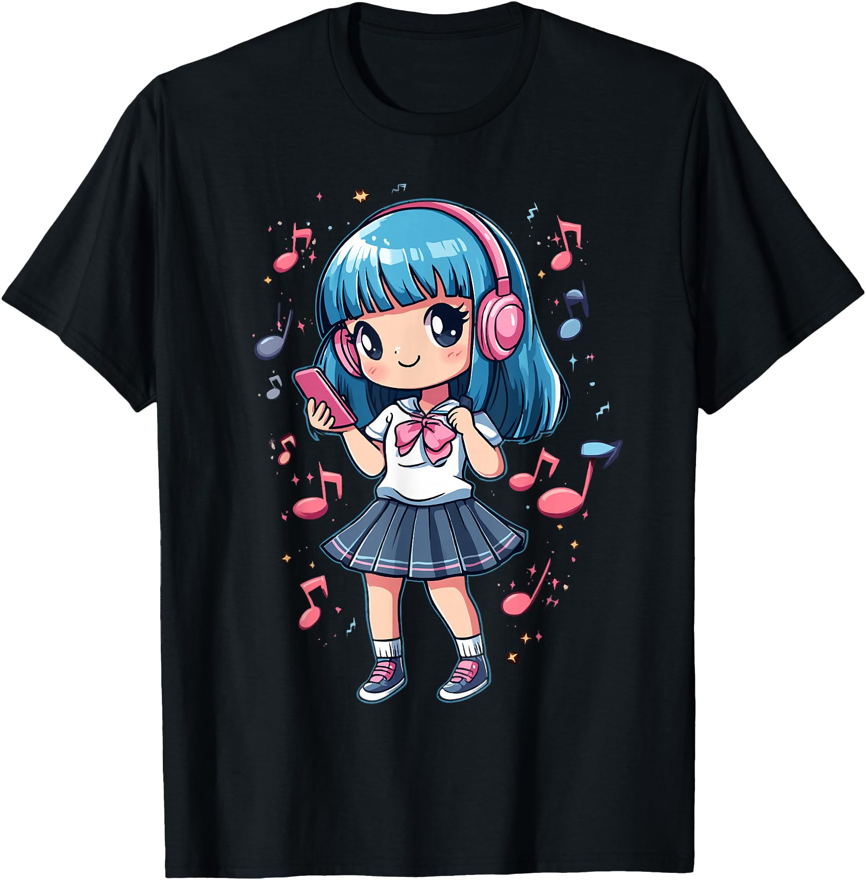 Handcrafted Anime Music Teen Chibi Rare T-Shirt - Graphic Print Unisex - T-Shirt, Sweatshirt, Hoodie