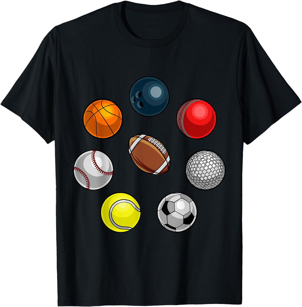 Handcrafted Cartoon Sports Balls Exclusive T-Shirt - Graphic Print Unisex - T-Shirt, Sweatshirt, Hoodie