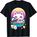 Anime Cat Eating Ramen Japanese Ramen Hoodie - Novelty Apparel for Adults - T-Shirt, Sweatshirt, Hoodie