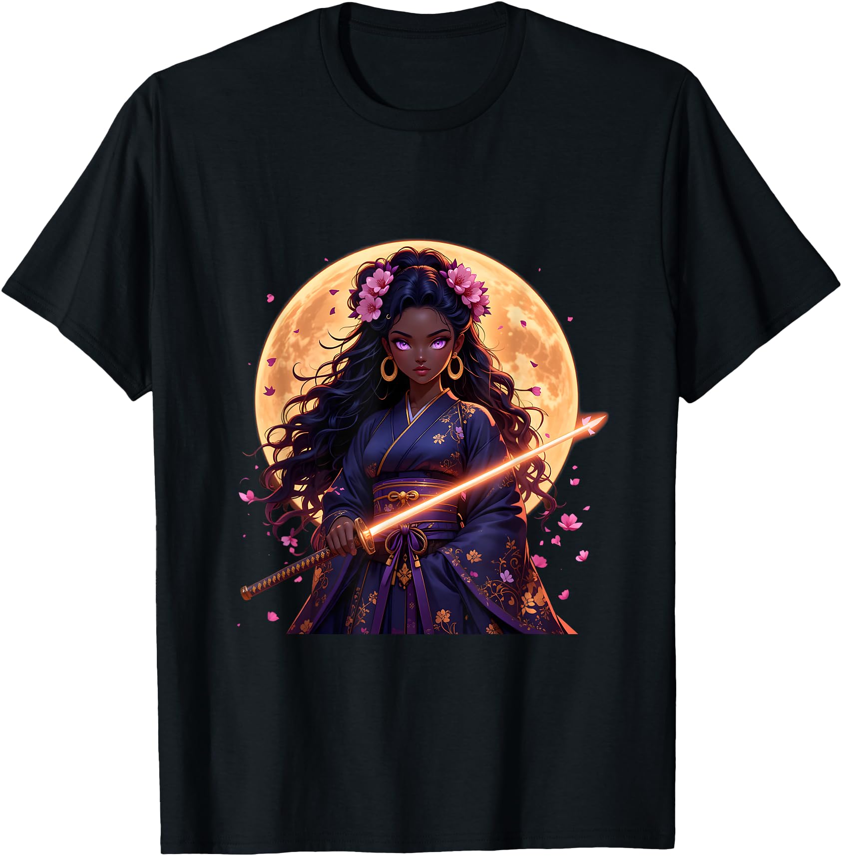 Black Japanese Anime Samurai Black T-Shirt - Aesthetic Graphic Men Women - T-Shirt, Sweatshirt, Hoodie