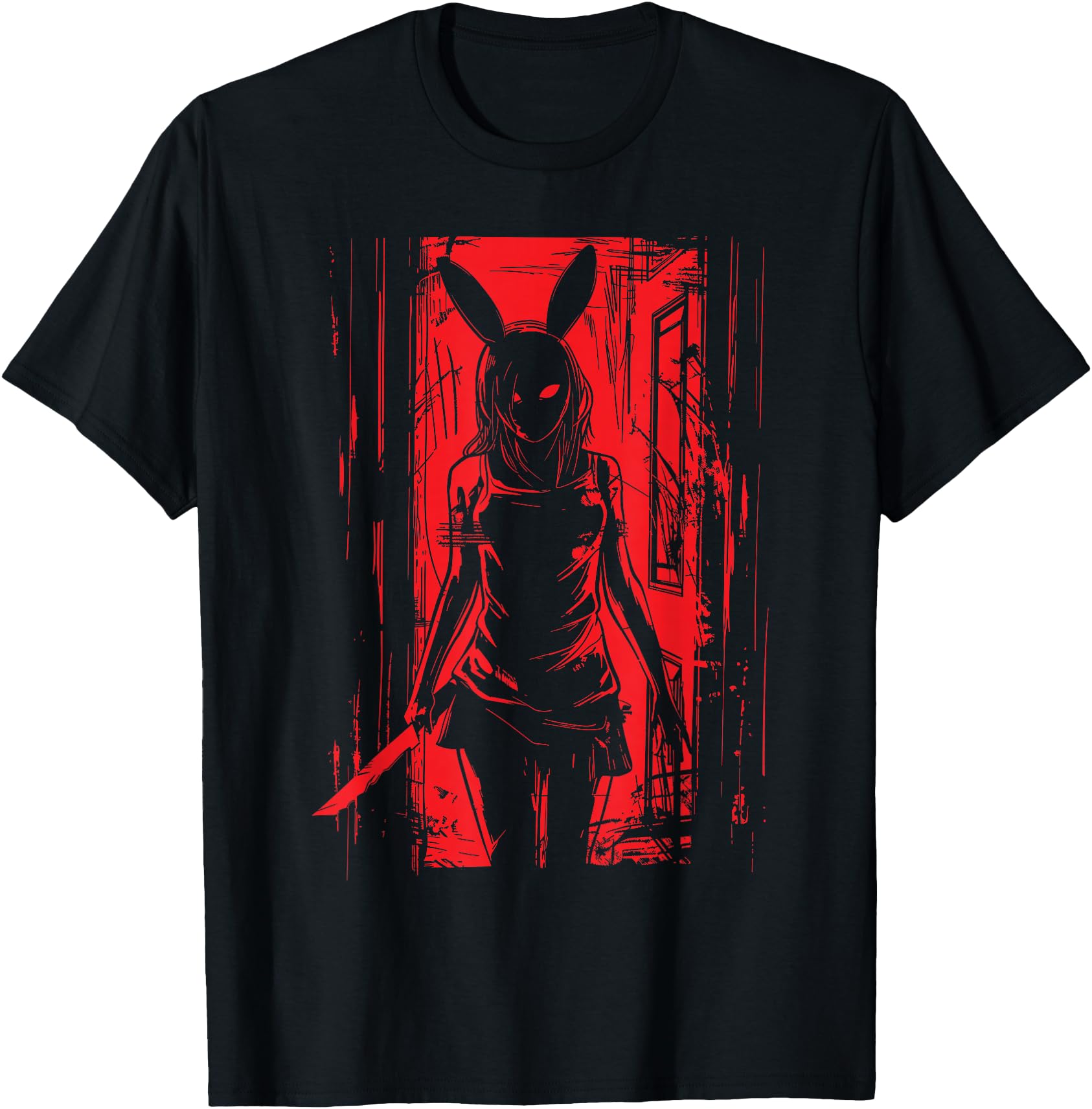 Original Red Horror Bunny Mask T-Shirt - Custom Art Print Men Women - T-Shirt, Sweatshirt, Hoodie