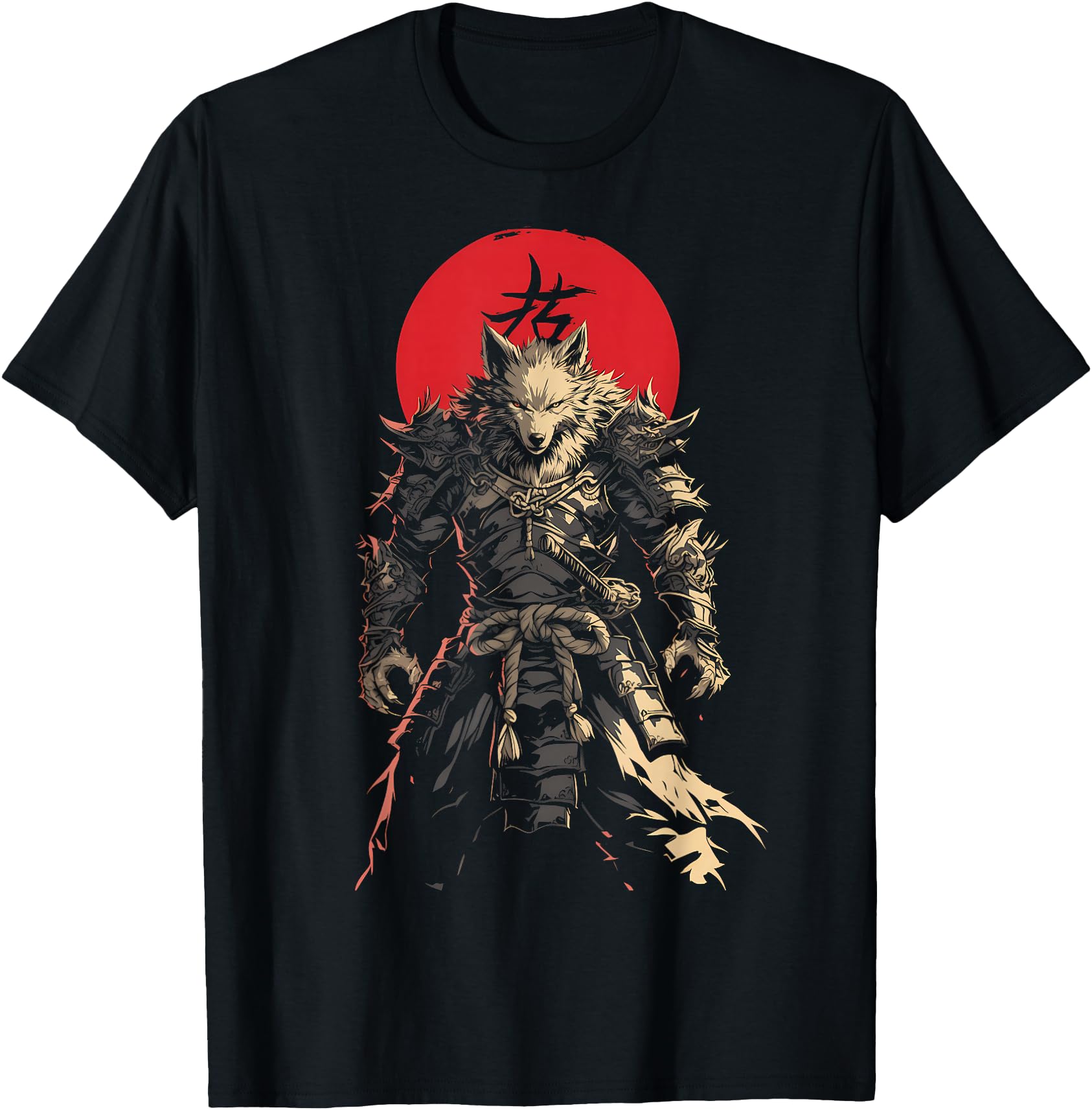 Japanese Samurai Wolf Kanji Samurai T-Shirt - Fun Novelty Design Unisex - T-Shirt, Sweatshirt, Hoodie