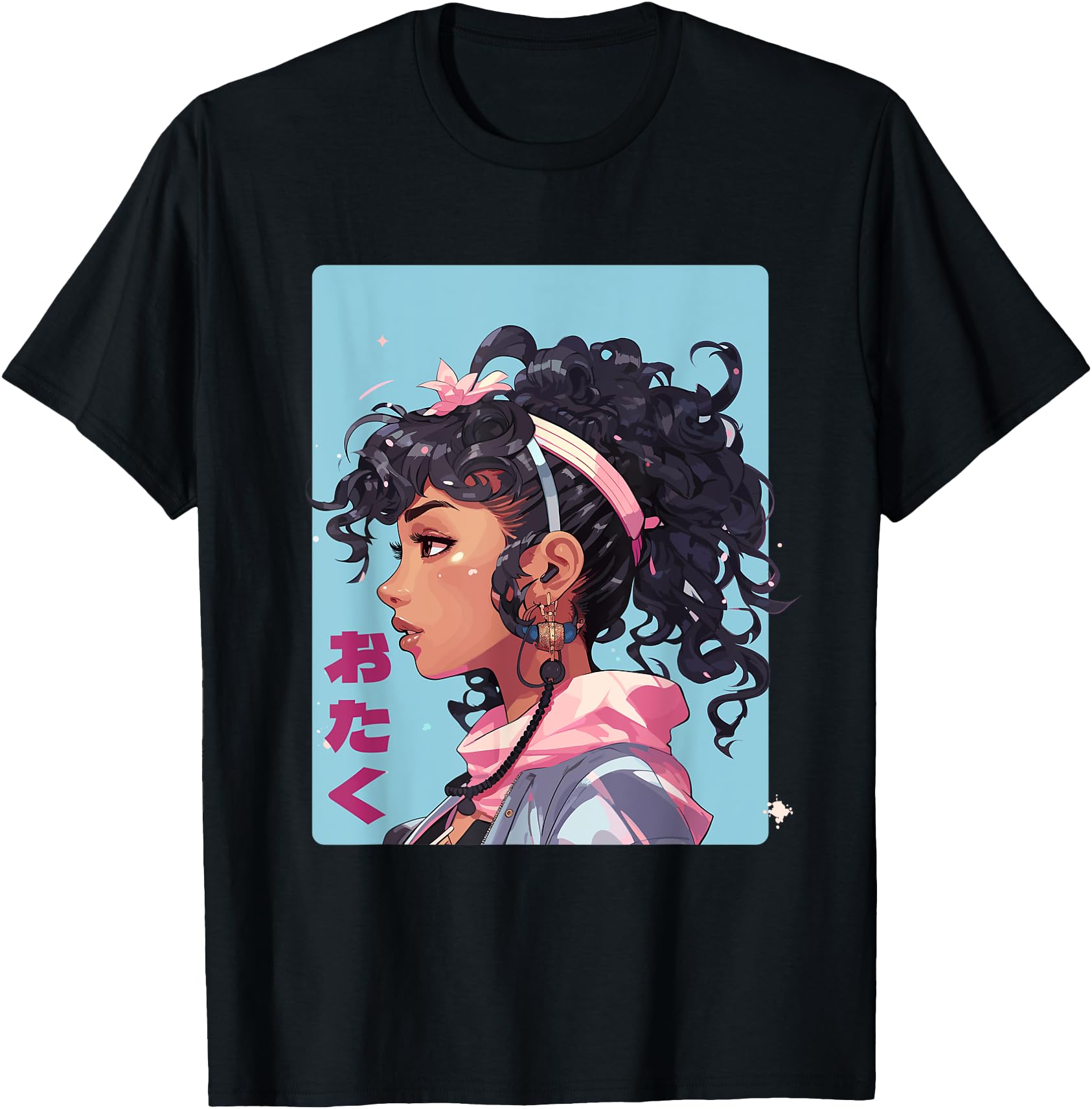 Original Black Manga Japan Comic Otaku Hoodie - Custom Art Print Unisex - T-Shirt, Sweatshirt, Hoodie