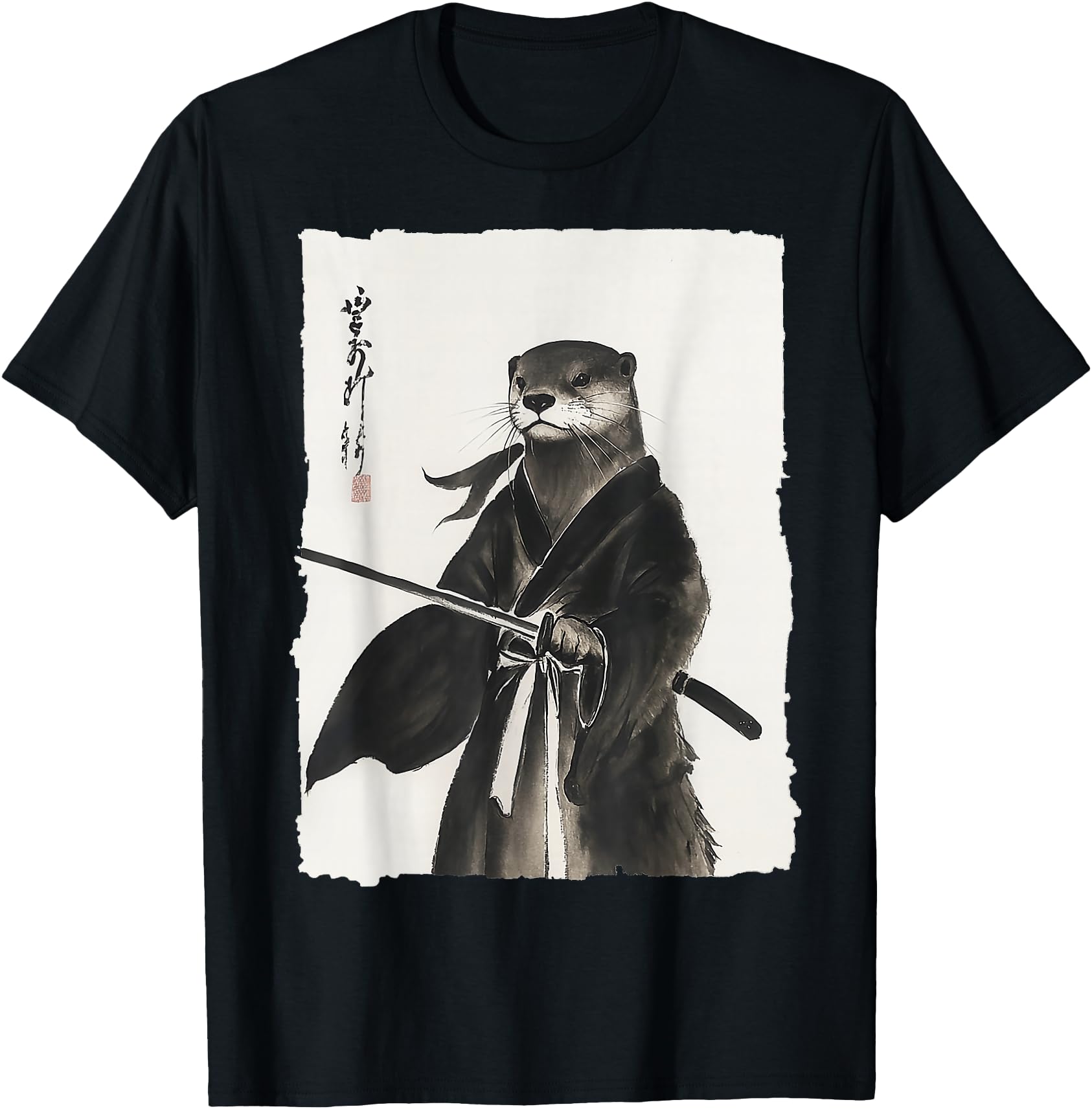Otter Samurai Janpanese Warrior Art Sweatshirt - Unique Graphic Men Women - T-Shirt, Sweatshirt, Hoodie
