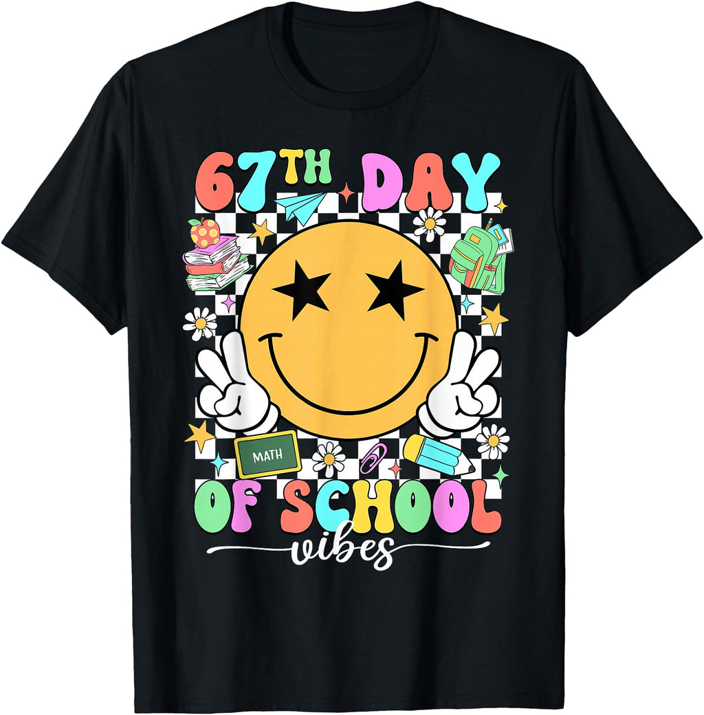 Handcrafted Happy 67Th Day School Vibes Hoodie - Graphic Print Men Women - T-Shirt, Sweatshirt, Hoodie