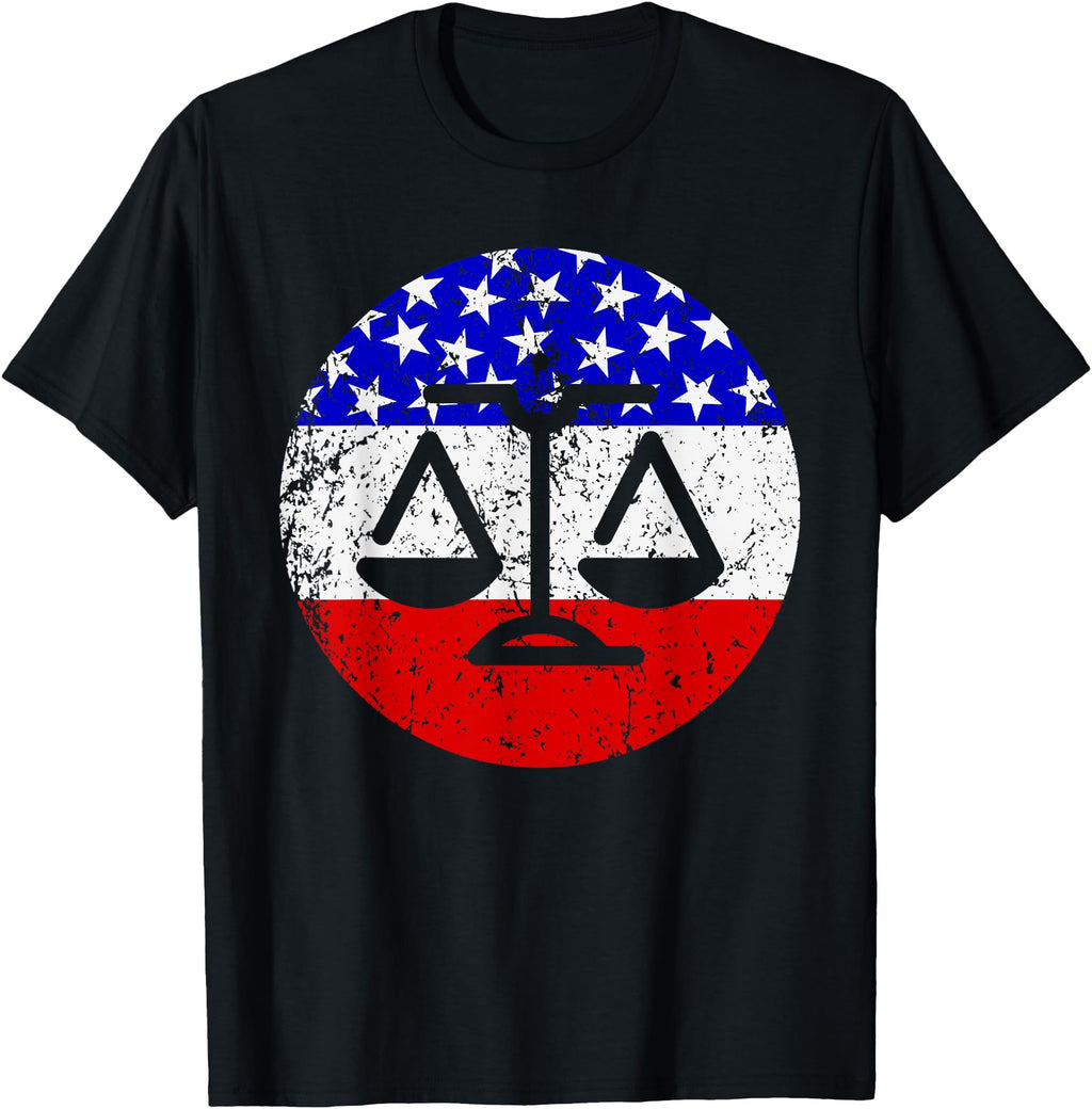 American Flag Lawyer Judge Scale T-Shirt - Graphic Print for Adults - T-Shirt, Sweatshirt, Hoodie