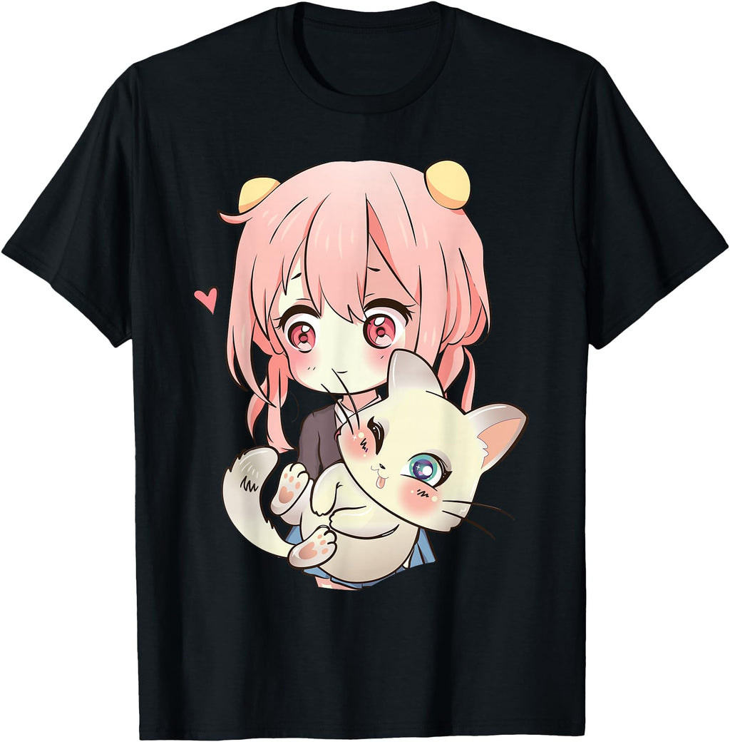 Handcrafted Anime And Cats Teen T-Shirt - Casual Everyday Wear for Adults - T-Shirt, Sweatshirt, Hoodie
