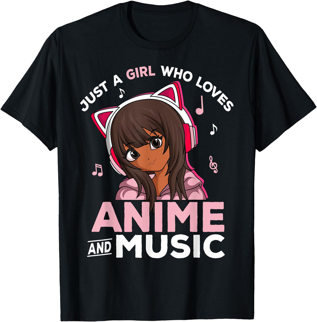 Just Who Loves Anime And Music Black Hoodie - Graphic Print Men Women - T-Shirt, Sweatshirt, Hoodie