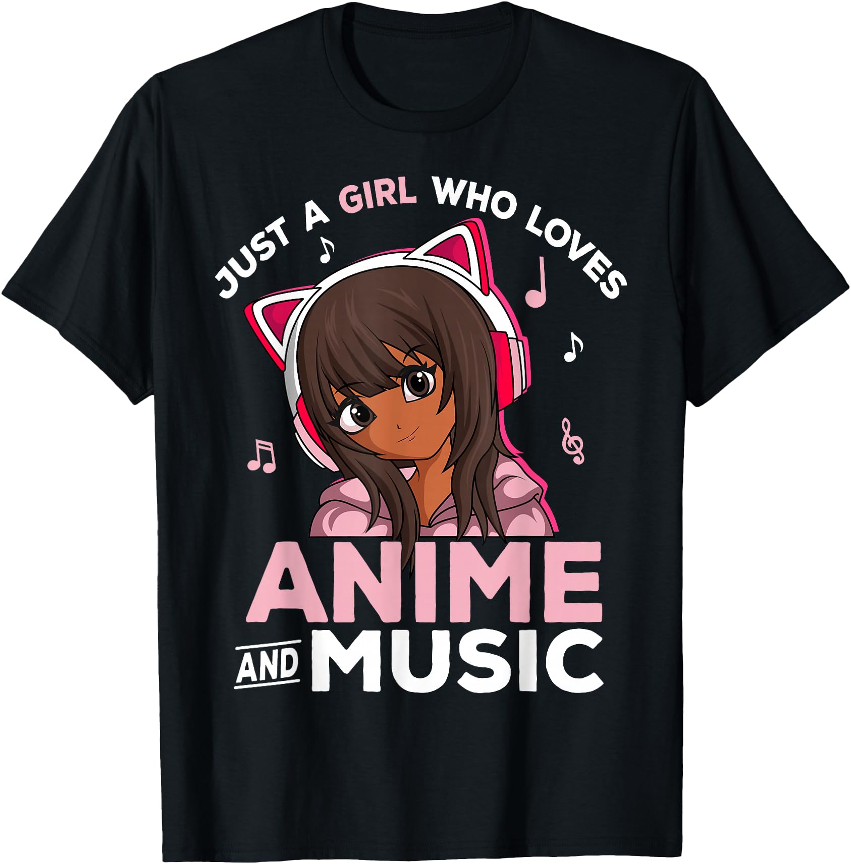 Just Who Loves Anime And Music Black Hoodie - Graphic Print Men Women - T-Shirt, Sweatshirt, Hoodie