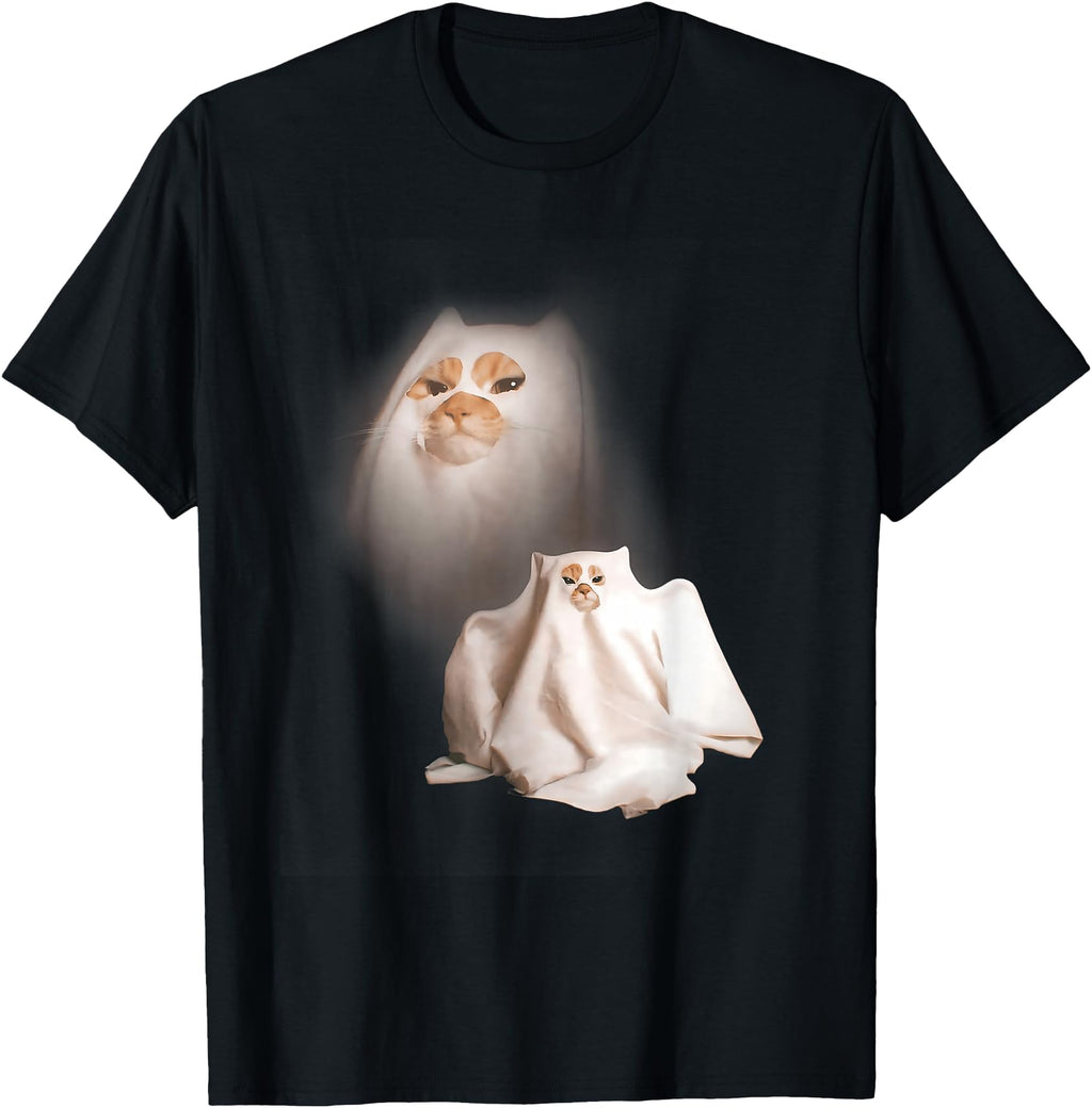 Handcrafted Ghost Kitten Halloween Cat Hoodie - Custom Art Print Unisex - T-Shirt, Sweatshirt, Hoodie