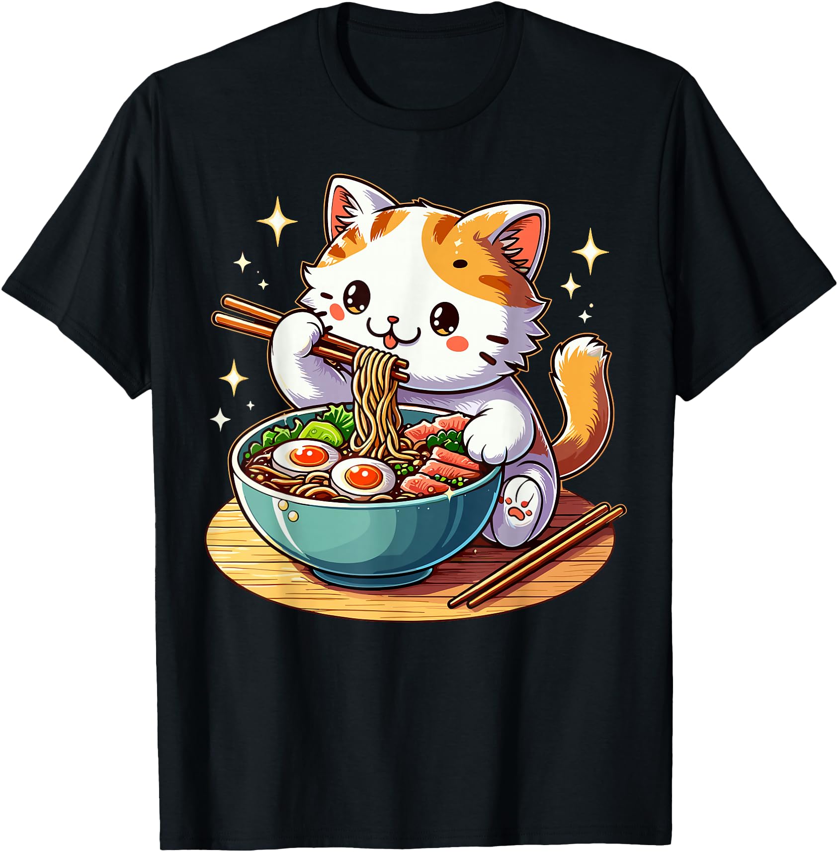 Original Cat Ramen Noodles Anime Sweatshirt - Minimalist Print Men Women - T-Shirt, Sweatshirt, Hoodie