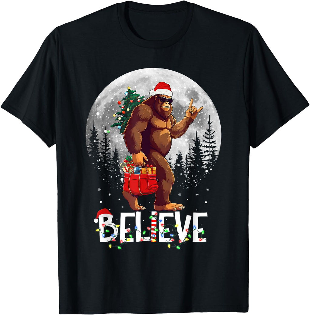 Authentic Santa Bigfoot Lights Hoodie - Unique Graphic for Adults - T-Shirt, Sweatshirt, Hoodie
