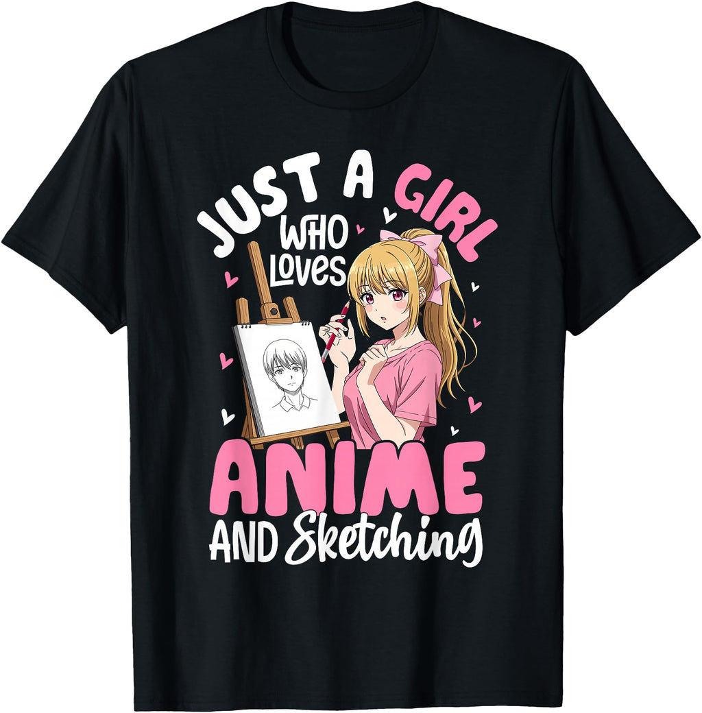 Just Who Loves Anime And Sketching Hoodie - Minimalist Print for Adults - T-Shirt, Sweatshirt, Hoodie