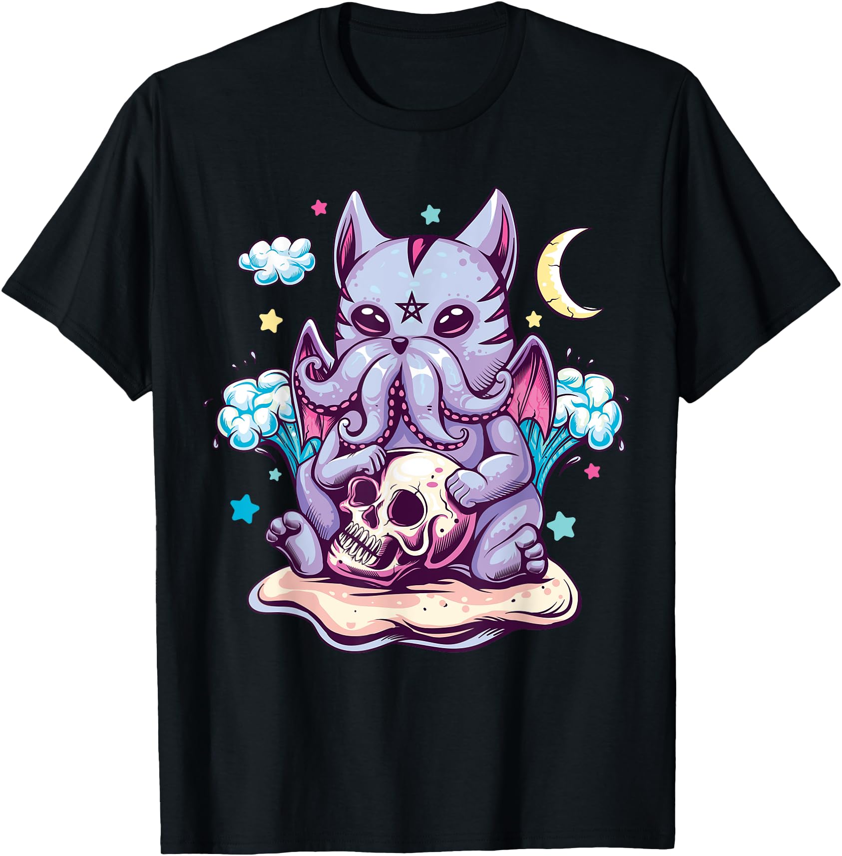 Kawaii Pastel Goth Creepy Creature Skull T-Shirt - Graphic Print Unisex - T-Shirt, Sweatshirt, Hoodie