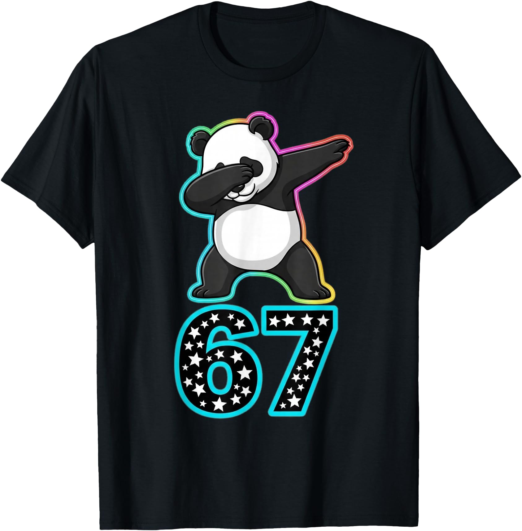 Original 67 Meme Dabbing Panda Rainbow T-Shirt - Fun Novelty Design Unisex - T-Shirt, Sweatshirt, Hoodie