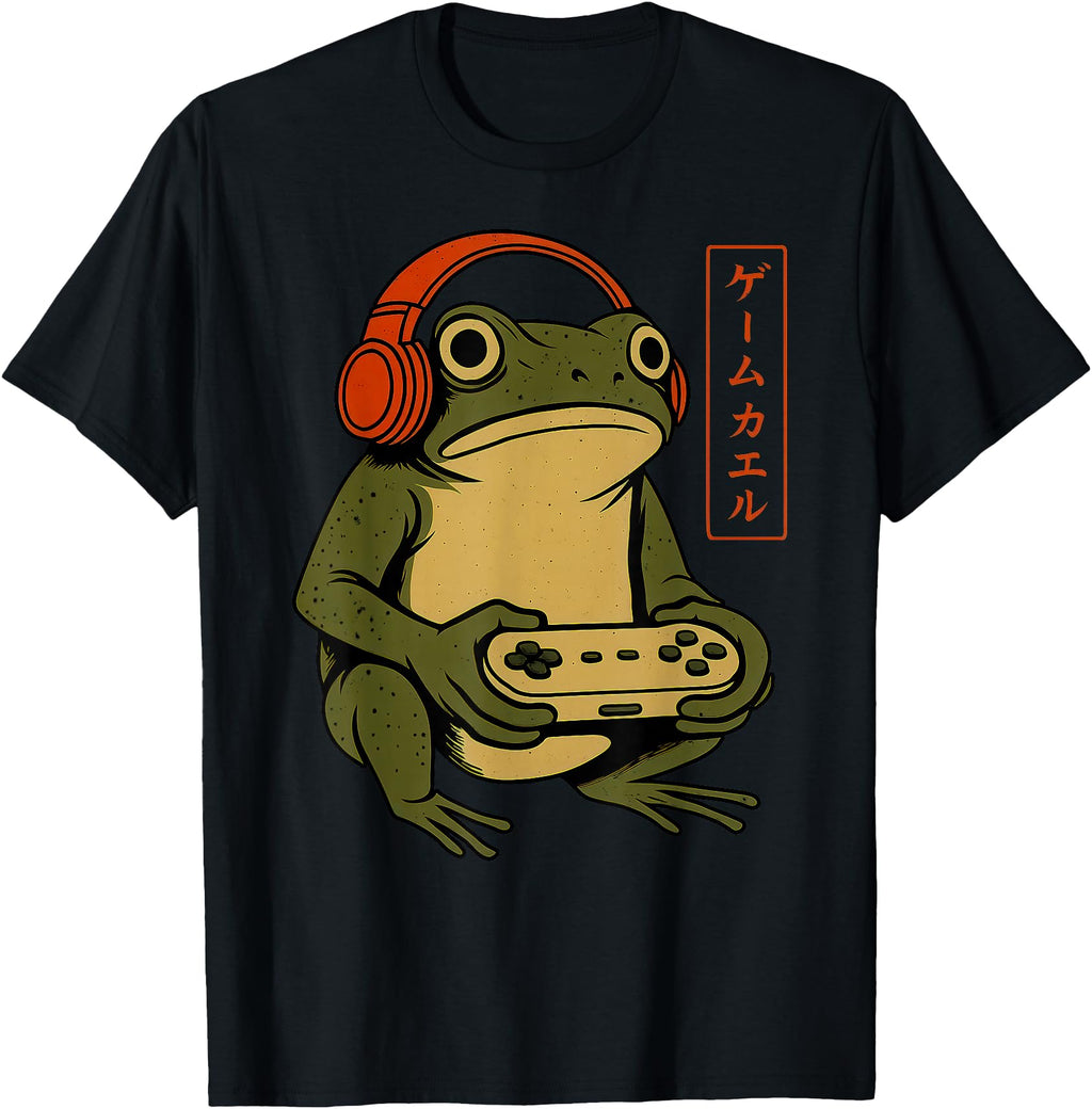 Japanese Gamer Frog Art Gaming T-Shirt - Fun Novelty Design Men Women - T-Shirt, Sweatshirt, Hoodie