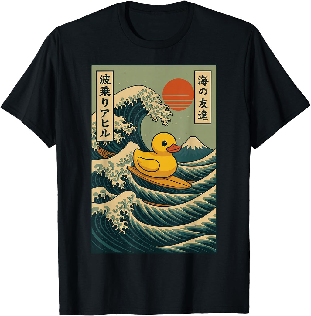 Handcrafted Rubber Duck Surfing Sweatshirt - Graphic Print Men Women - T-Shirt, Sweatshirt, Hoodie