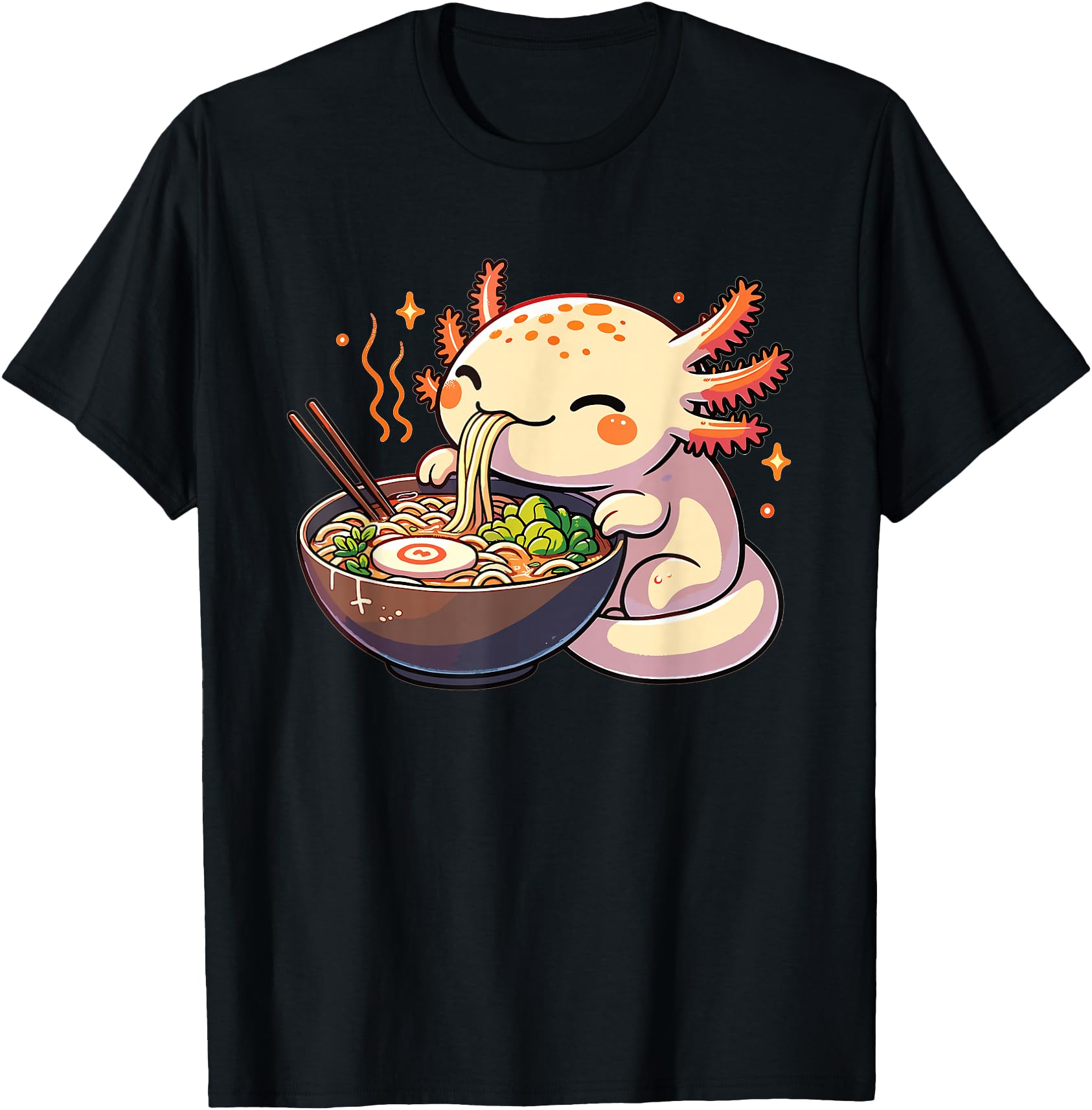 Authentic Axolotl Eats Ramen Hoodie - Casual Everyday Wear Men Women - T-Shirt, Sweatshirt, Hoodie