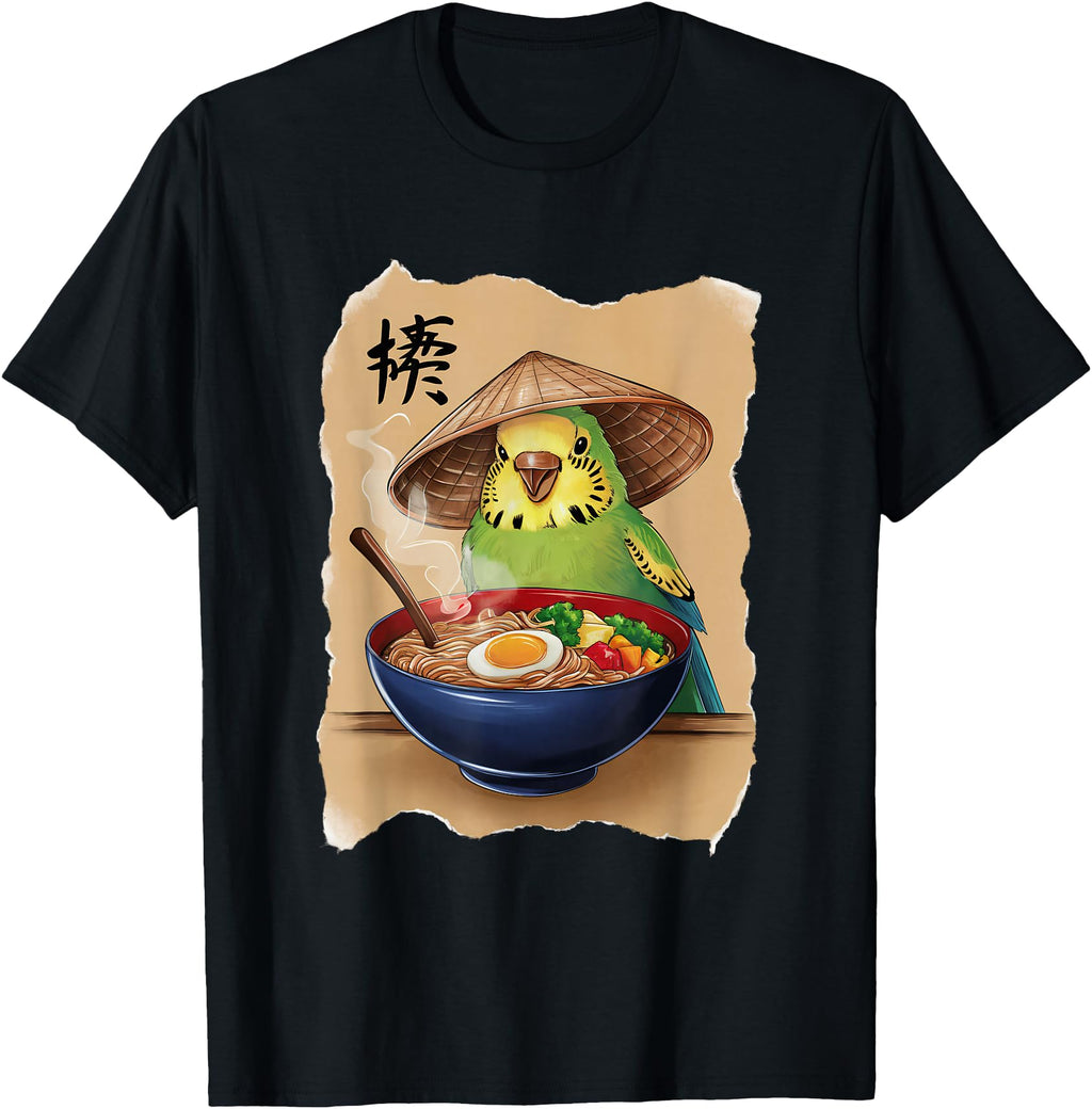 Handcrafted Budgie Kawaii Eating Hoodie - Streetwear Style for Adults - T-Shirt, Sweatshirt, Hoodie