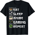 Eat Sleep Anime Gaming Repeat Kawaii Hoodie - Unique Graphic Men Women - T-Shirt, Sweatshirt, Hoodie