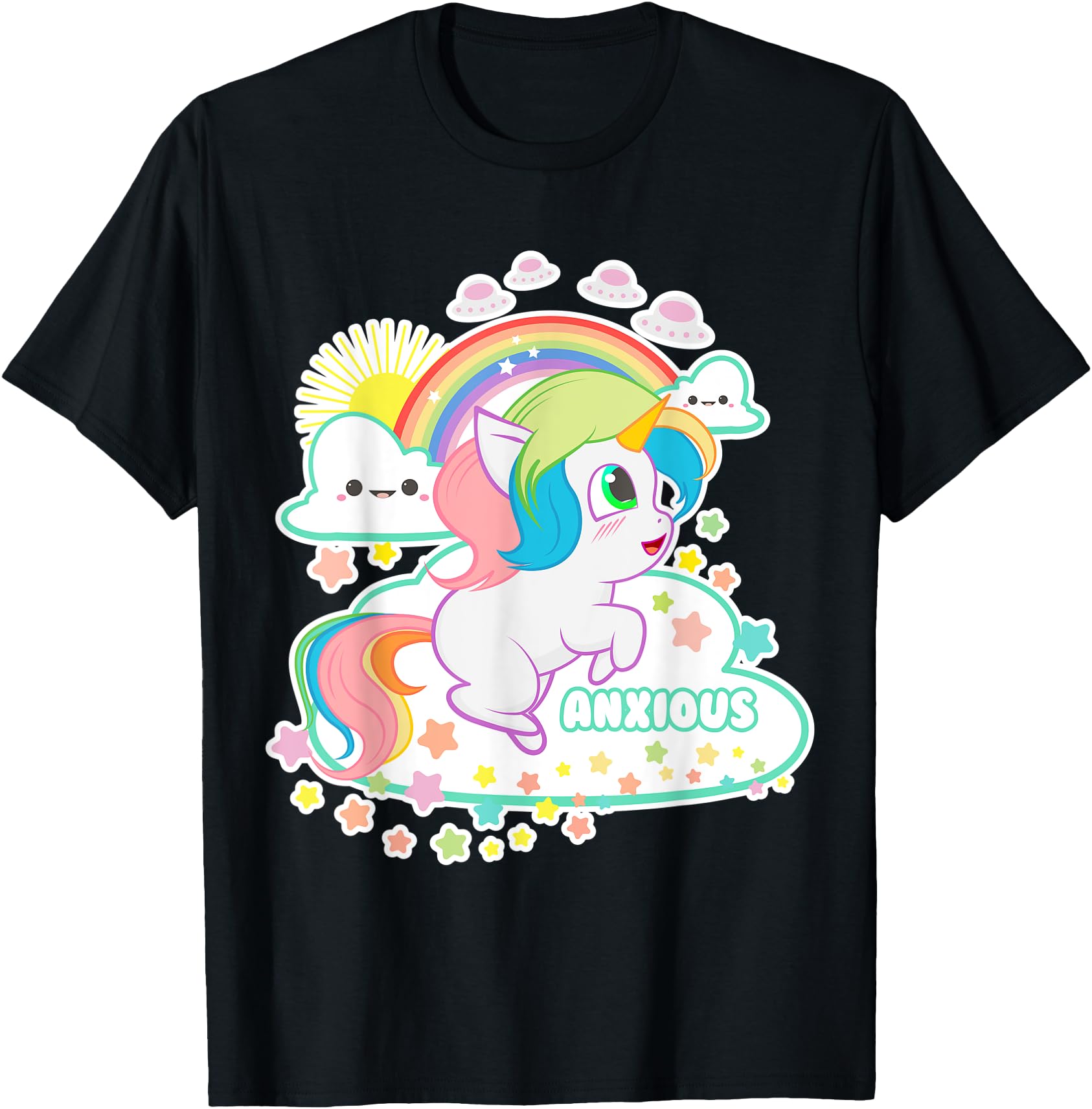 Handcrafted Anxious Unicorn Soft T-Shirt - Minimalist Print Men Women - T-Shirt, Sweatshirt, Hoodie