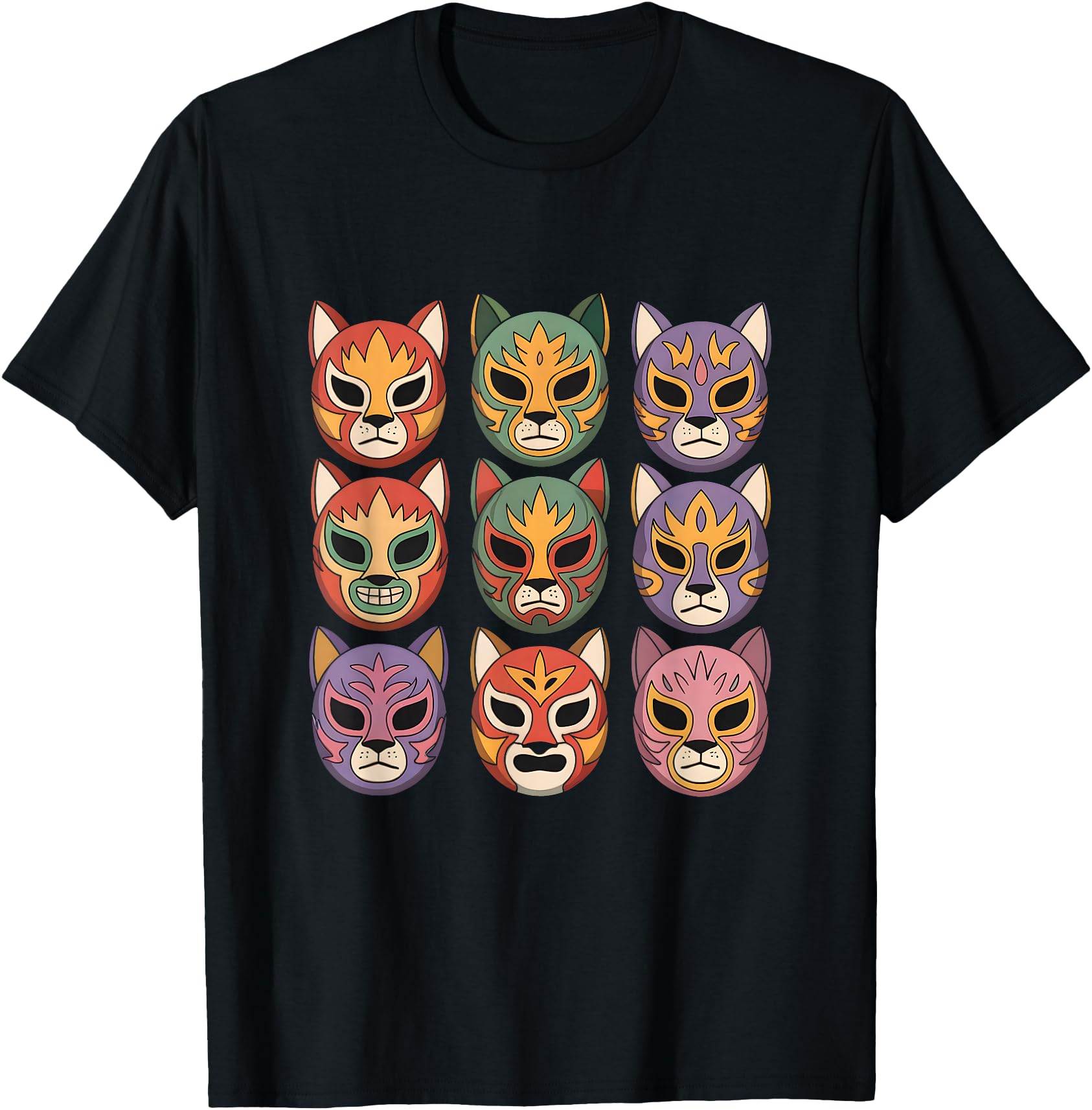 Handcrafted Lucha Libre Cat Mask T-Shirt - Fun Novelty Design Unisex - T-Shirt, Sweatshirt, Hoodie