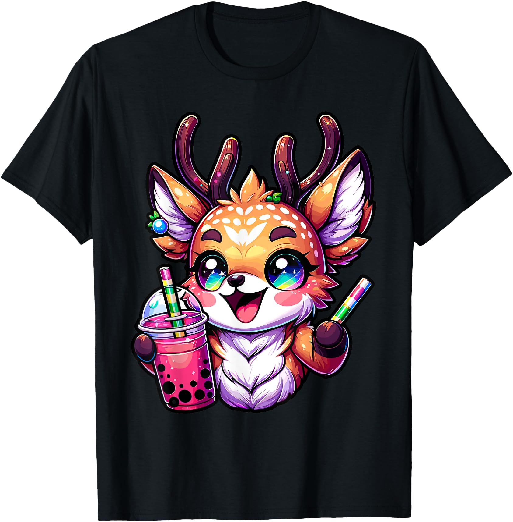 Deer Kawaii Bubble Tea Anime Kawaii T-Shirt - Graphic Print for Adults - T-Shirt, Sweatshirt, Hoodie