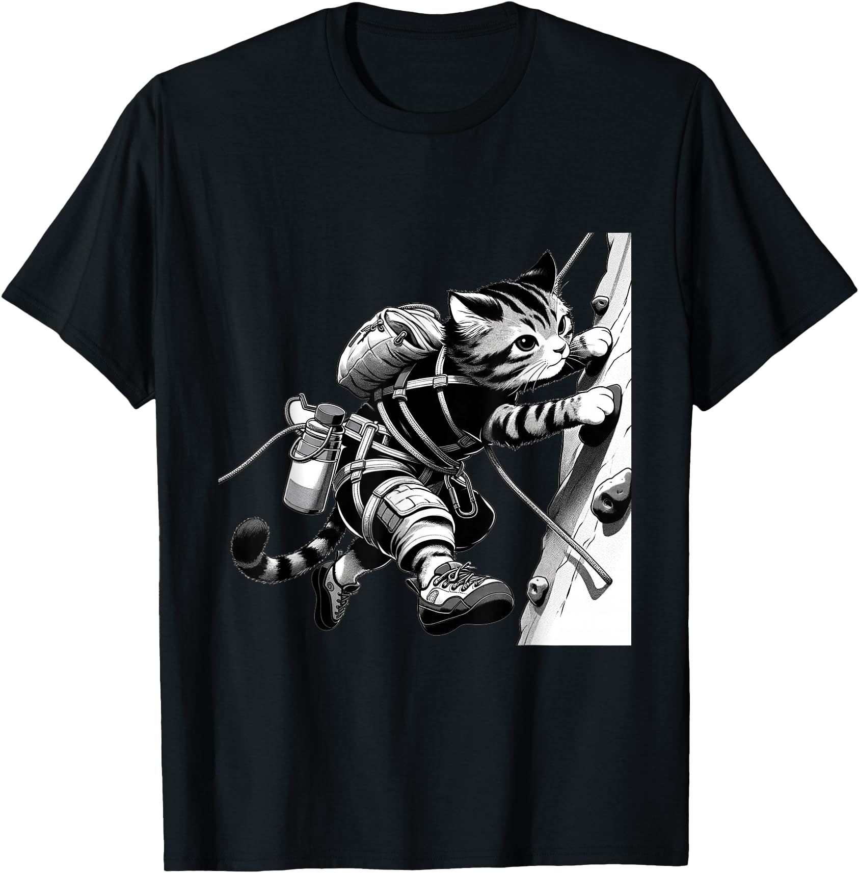 Adventure Cat Rock Climber Anime T-Shirt - Custom Art Print Unisex - T-Shirt, Sweatshirt, Hoodie