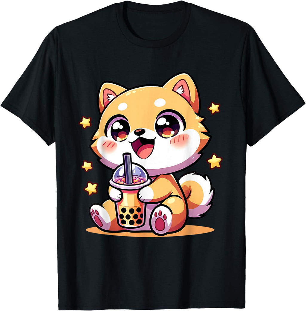 Original Kawaii Shiba Inu Dog Bubble Tea Hoodie - Streetwear Style Unisex - T-Shirt, Sweatshirt, Hoodie