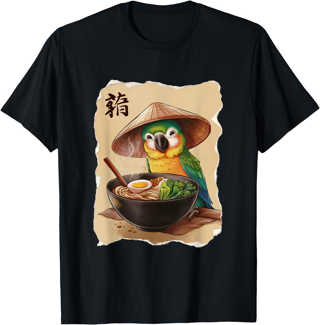 Exclusive Parrot Kawaii Eating Ramen Hoodie - Aesthetic Graphic Men Women - T-Shirt, Sweatshirt, Hoodie