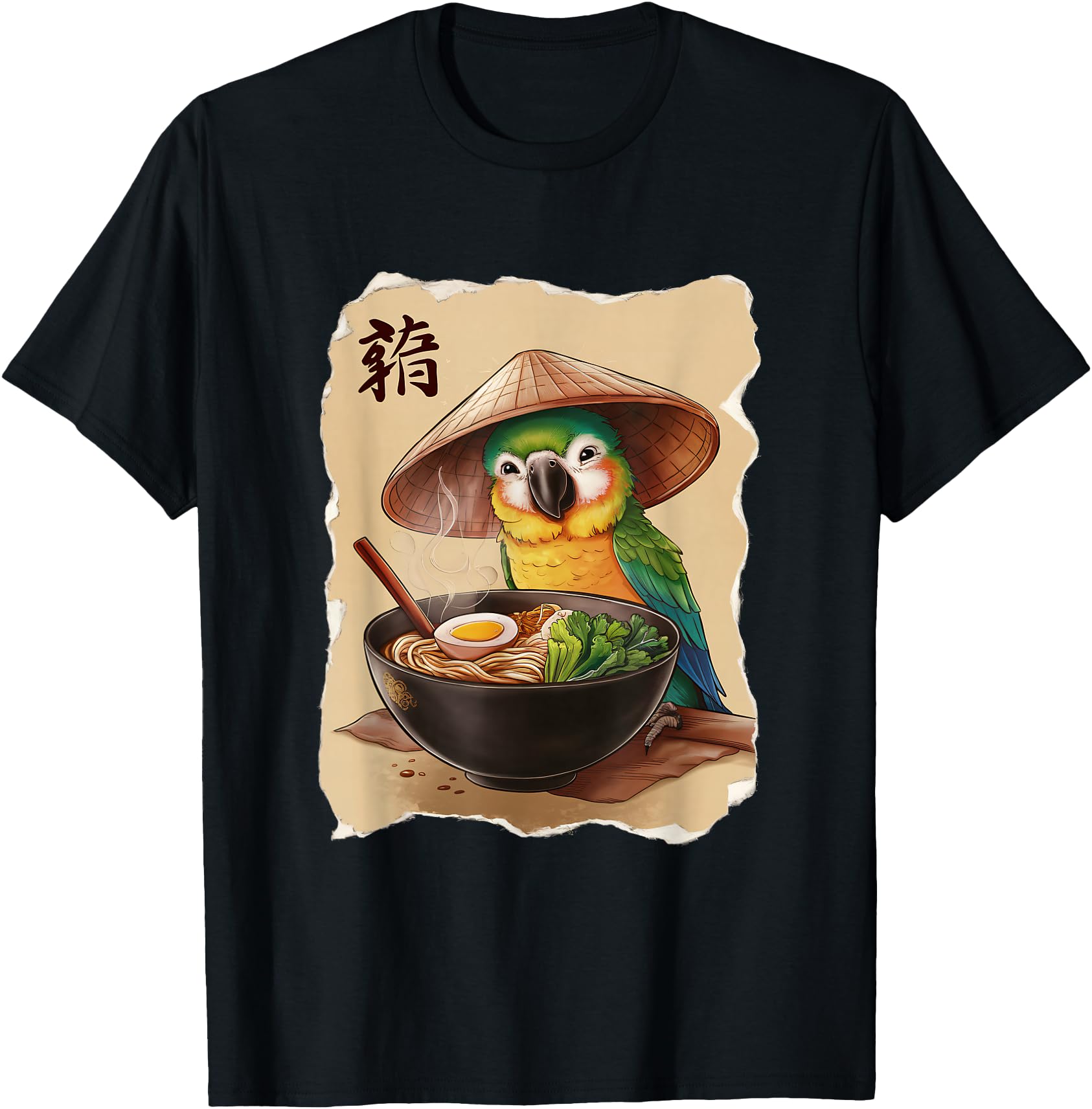 Exclusive Parrot Kawaii Eating Ramen Hoodie - Aesthetic Graphic Men Women - T-Shirt, Sweatshirt, Hoodie