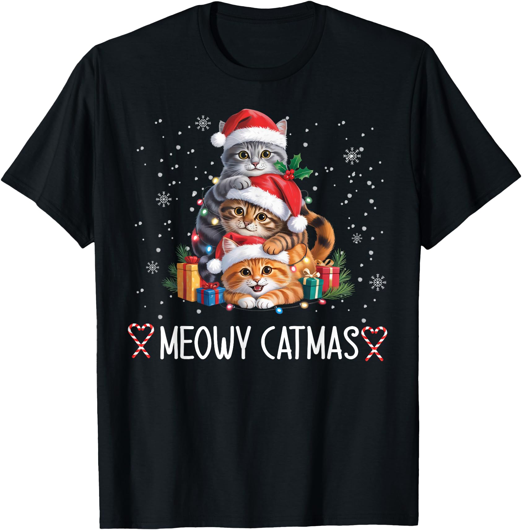Exclusive Meowy Catmas Cat Tree Sweatshirt - Aesthetic Graphic for Adults - T-Shirt, Sweatshirt, Hoodie