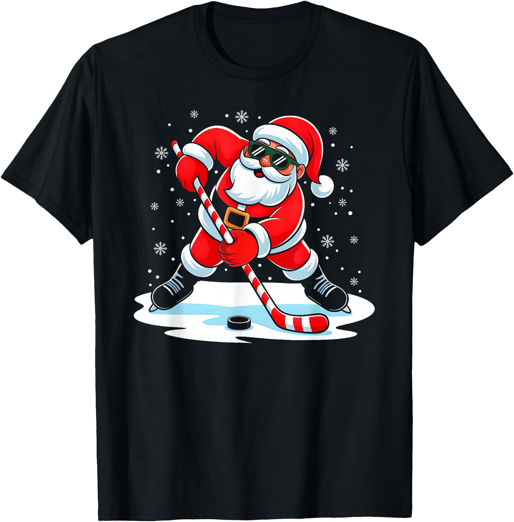 Santa Playing Ice Hockey Exclusive Sweatshirt - Novelty Apparel Unisex - T-Shirt, Sweatshirt, Hoodie