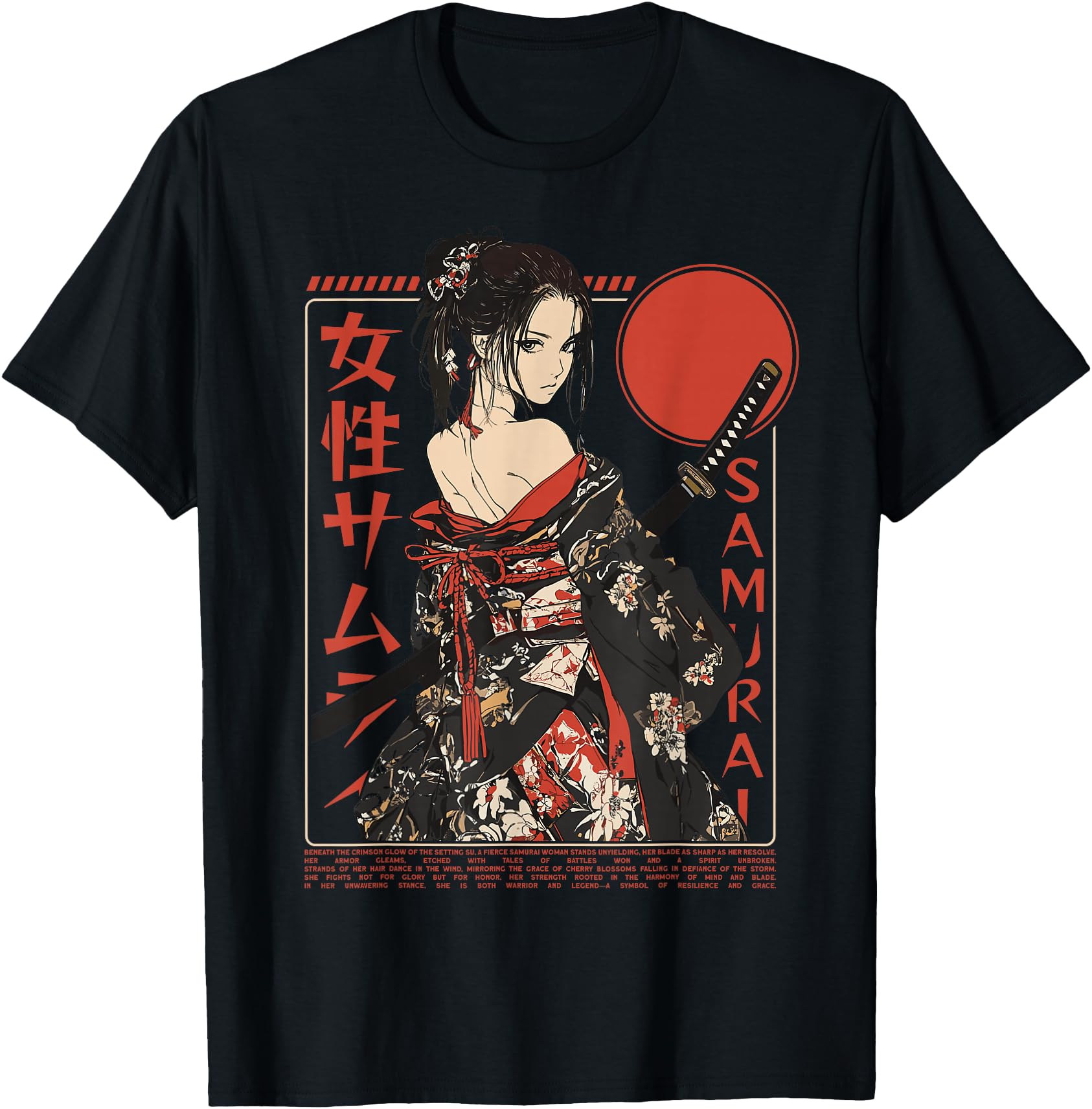 Handcrafted Samurai Warrior Waifu T-Shirt - Streetwear Style for Adults - T-Shirt, Sweatshirt, Hoodie