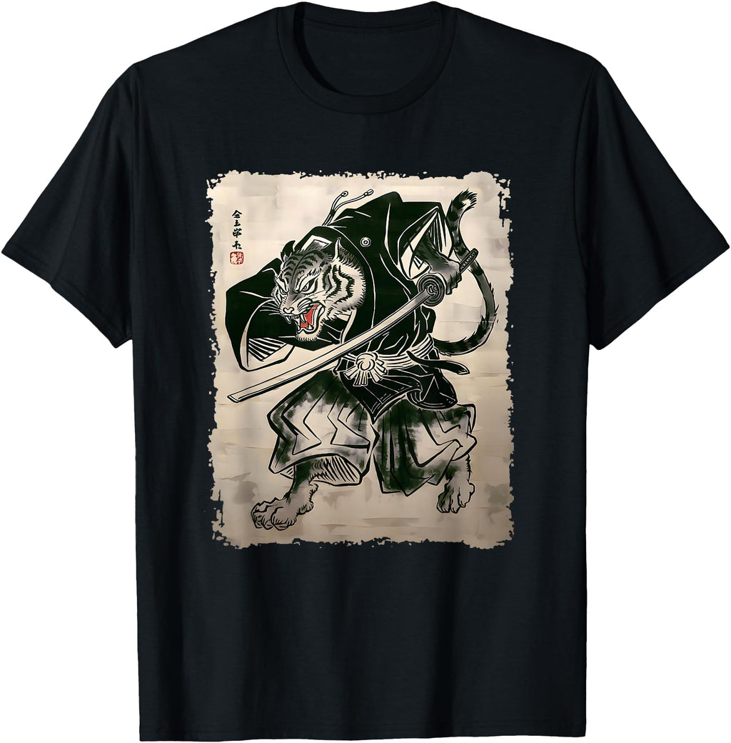 Samurai Tiger Warrior Japanese Art Hoodie - Streetwear Style Men Women - T-Shirt, Sweatshirt, Hoodie