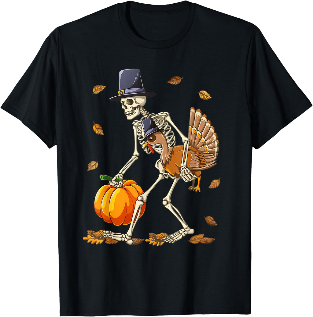 Exclusive Skeleton Turkey Pumpkin T-Shirt - Unique Graphic for Adults - T-Shirt, Sweatshirt, Hoodie