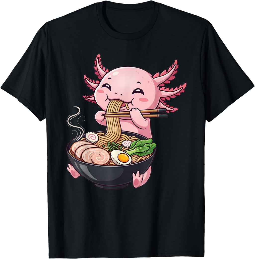 Handcrafted Axolotl Eating Ramen T-Shirt - Streetwear Style Men Women - T-Shirt, Sweatshirt, Hoodie