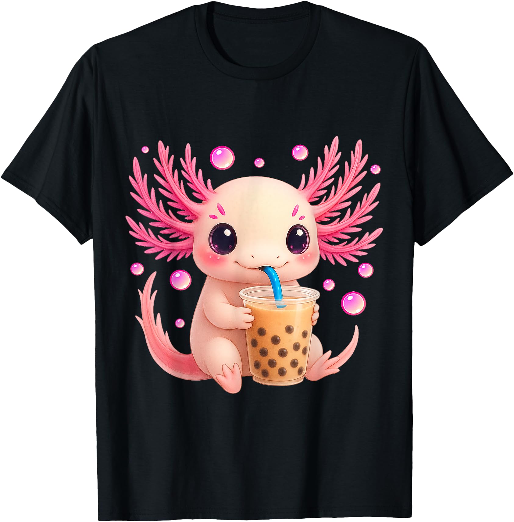 Authentic Axolotl Bubble Boba Tea Hoodie - Aesthetic Graphic for Adults - T-Shirt, Sweatshirt, Hoodie