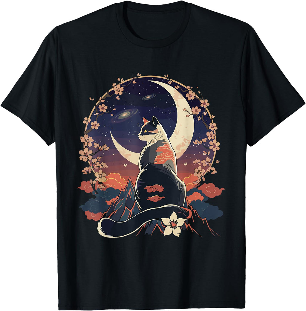 Kawaii Cat Japanese Anime T Shirts T-Shirt - Minimalist Print Unisex - T-Shirt, Sweatshirt, Hoodie