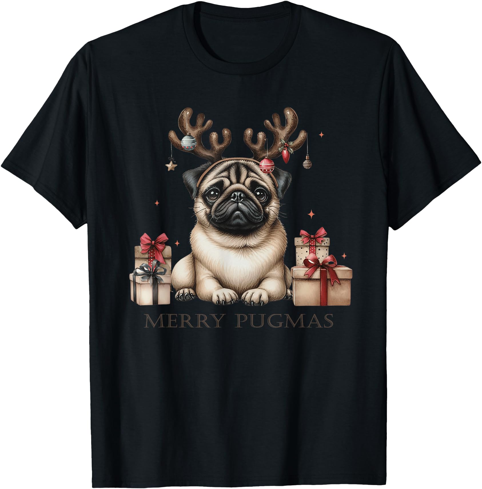 Handcrafted Pug Merry Pugmas Dogs Sweatshirt - Casual Everyday Wear Unisex - T-Shirt, Sweatshirt, Hoodie
