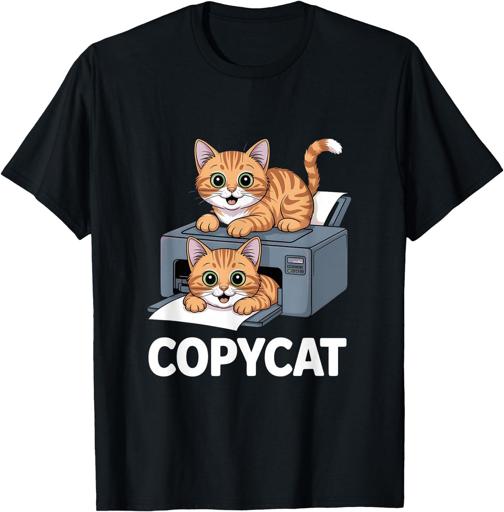 Authentic Copycat Printer Cat Cartoon Hoodie - Graphic Print for Adults - T-Shirt, Sweatshirt, Hoodie