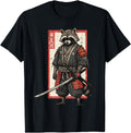 Handcrafted Racoon Samurai Katana T-Shirt - Minimalist Print Unisex - T-Shirt, Sweatshirt, Hoodie