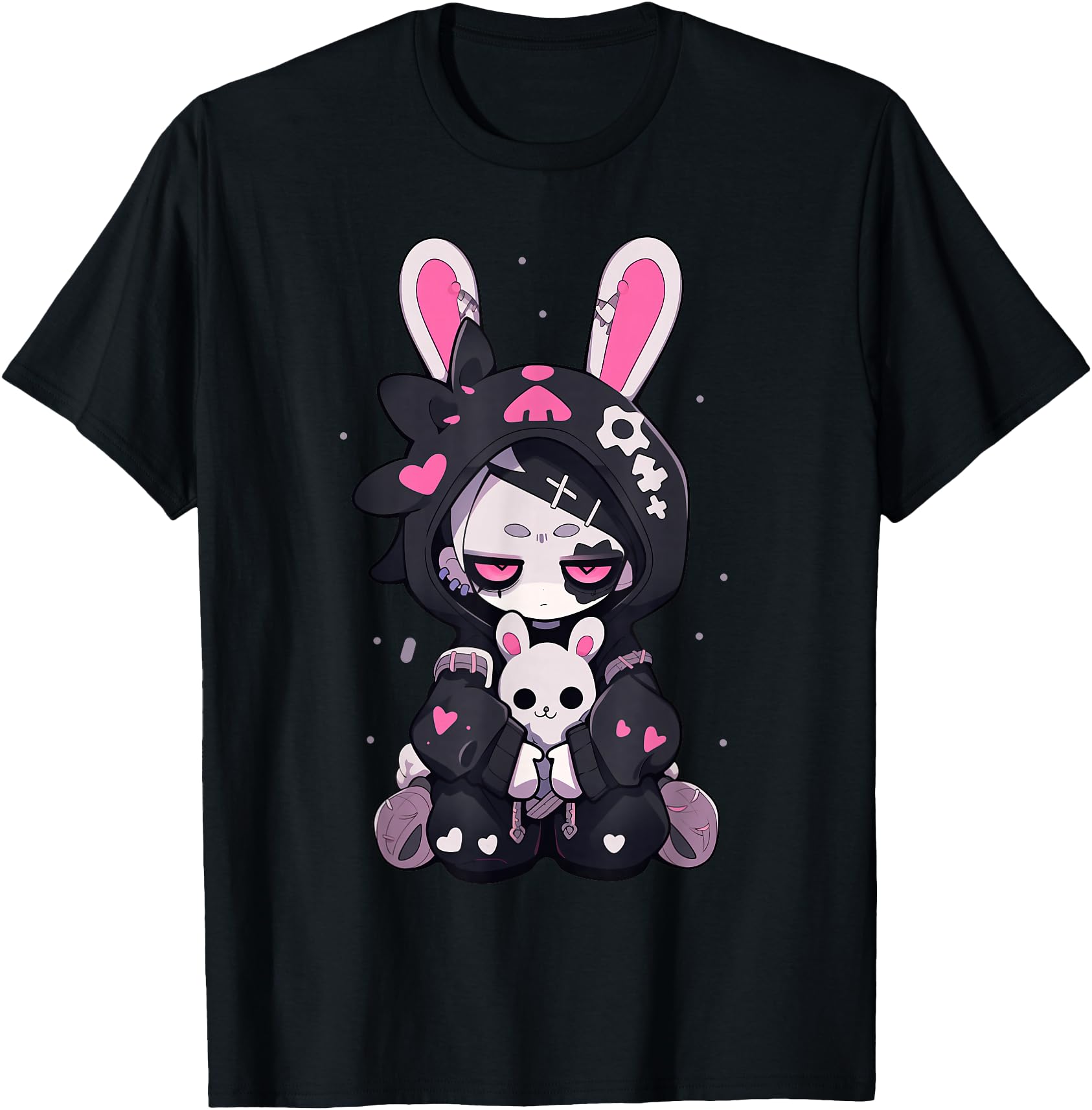 Goth Bunny Anime E Gothic Outfit Grunge Hoodie - Graphic Print Unisex - T-Shirt, Sweatshirt, Hoodie