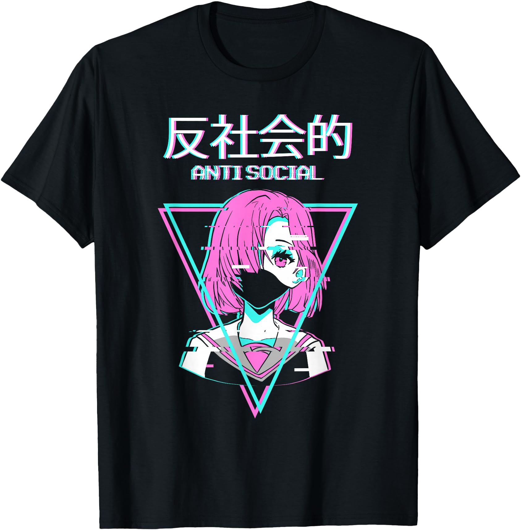 Original Antisocial Vaporwave Anime Hoodie - Graphic Print for Adults - T-Shirt, Sweatshirt, Hoodie