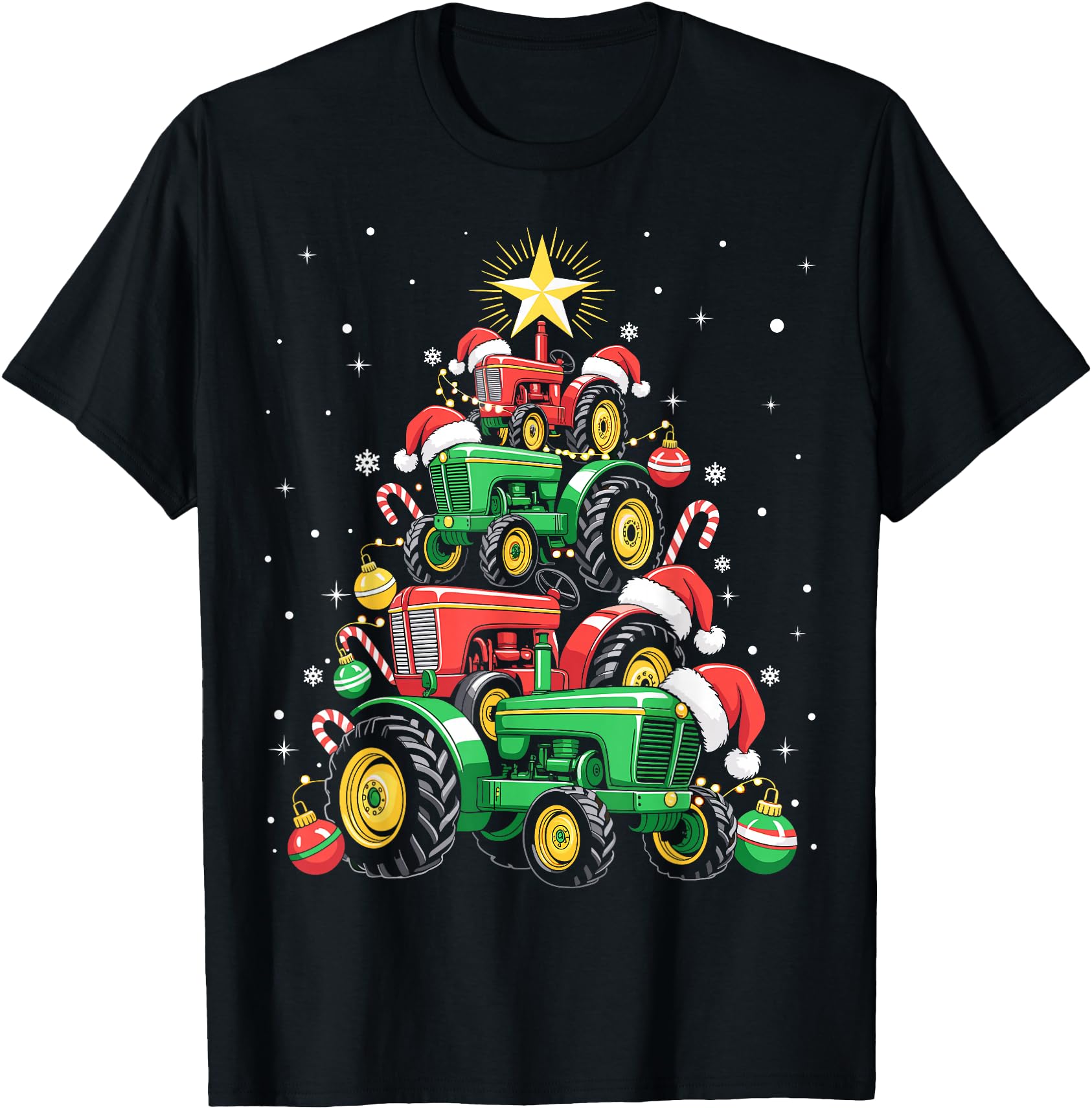 Original Lights Ornaments Tractor Tree Hoodie - Graphic Print Unisex - T-Shirt, Sweatshirt, Hoodie