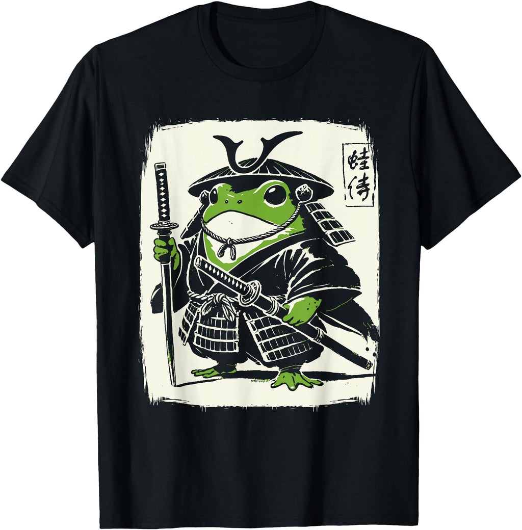 Handcrafted Samurai Frog Ukiyo E Hoodie - Aesthetic Graphic Unisex - T-Shirt, Sweatshirt, Hoodie