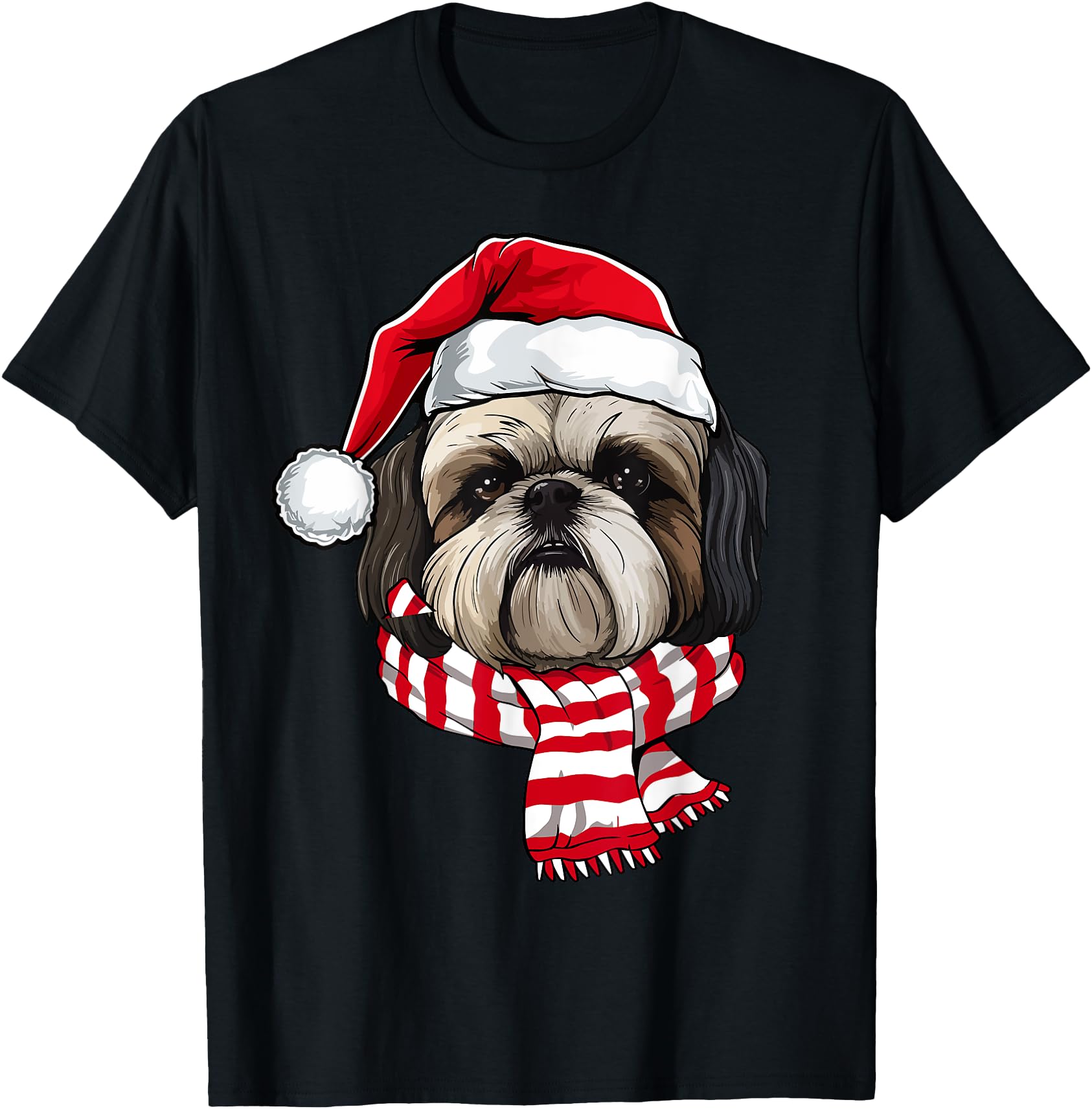 Handcrafted Santa Shih Tzu Dog Exclusive T-Shirt - Unique Graphic Men Women - T-Shirt, Sweatshirt, Hoodie