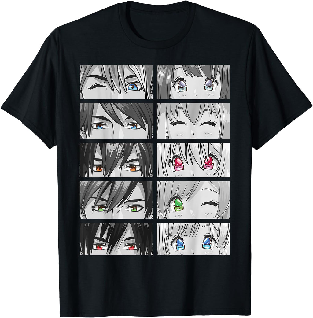 Exclusive Anime Faces Kawaii Eyes T-Shirt - Aesthetic Graphic Men Women - T-Shirt, Sweatshirt, Hoodie