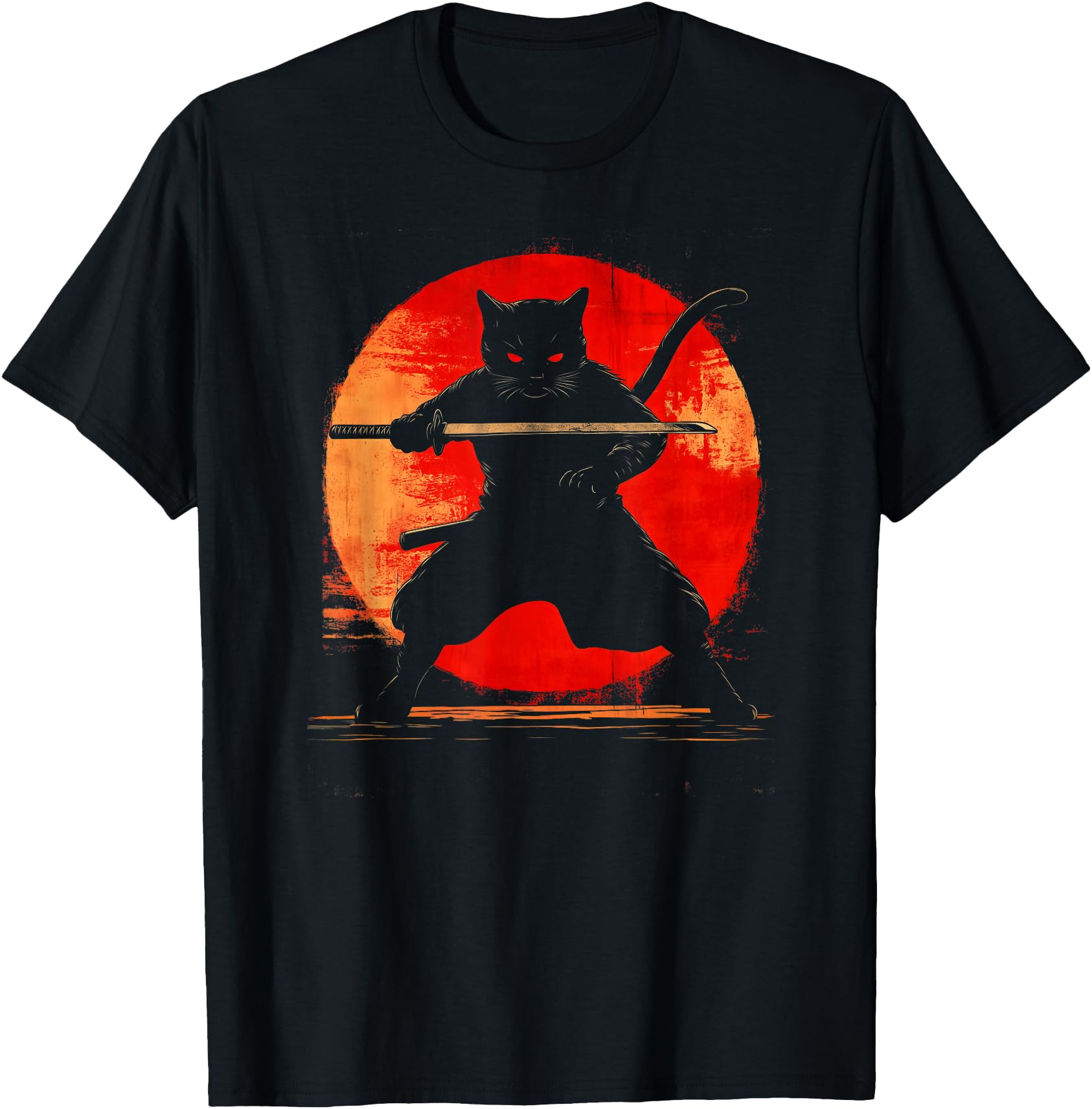 Samurai Cat Katana Art Japanese T-Shirt - Casual Everyday Wear for Adults - T-Shirt, Sweatshirt, Hoodie