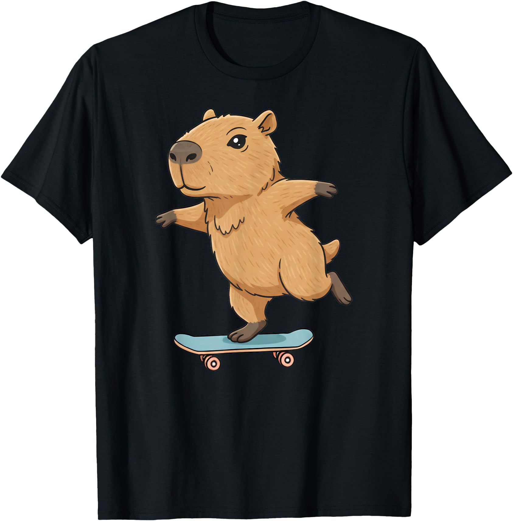 Handcrafted Capybara Skater Skateboard T-Shirt - Fun Novelty Design Unisex - T-Shirt, Sweatshirt, Hoodie